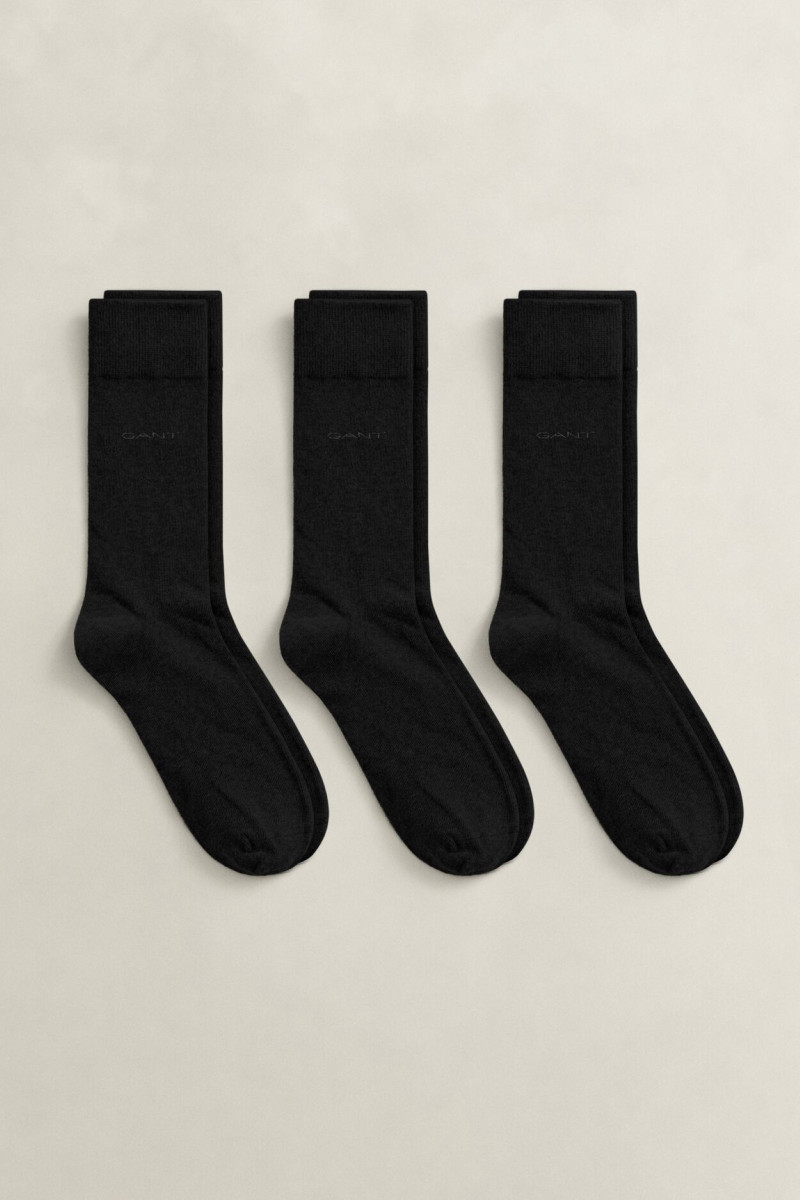 PONOŽKY GANT SOFT COTTON SOCKS 3-PACK BLACK