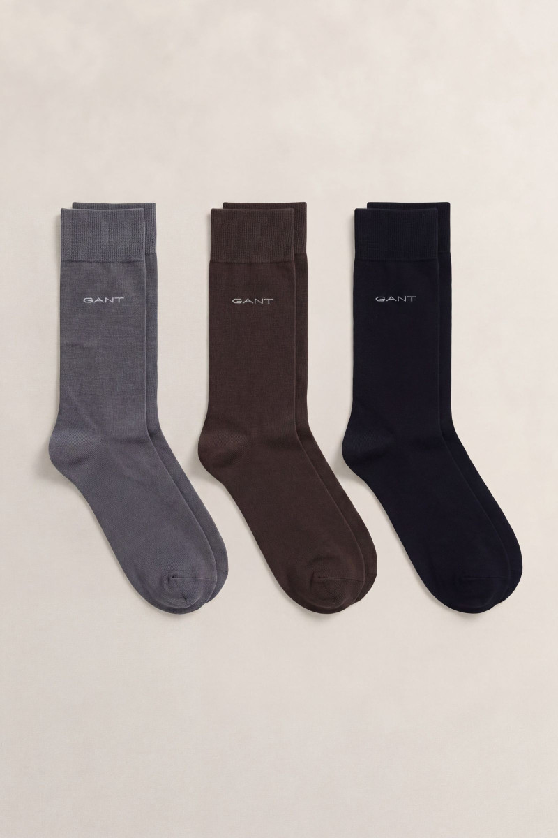 PONOŽKY GANT SOFT COTTON SOCKS 3-PACK MID GREY