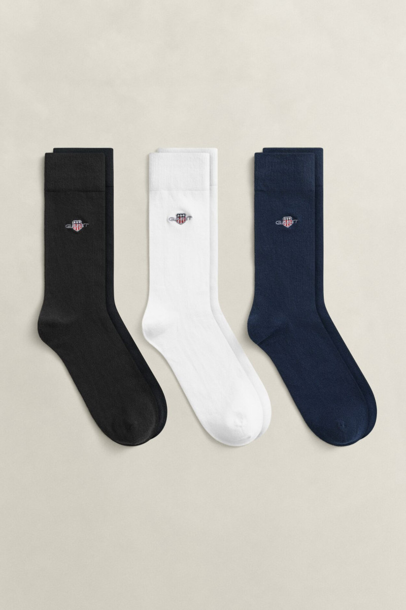 PONOŽKY 3-PACK GANT SHIELD SOCKS 3-PACK BLACK