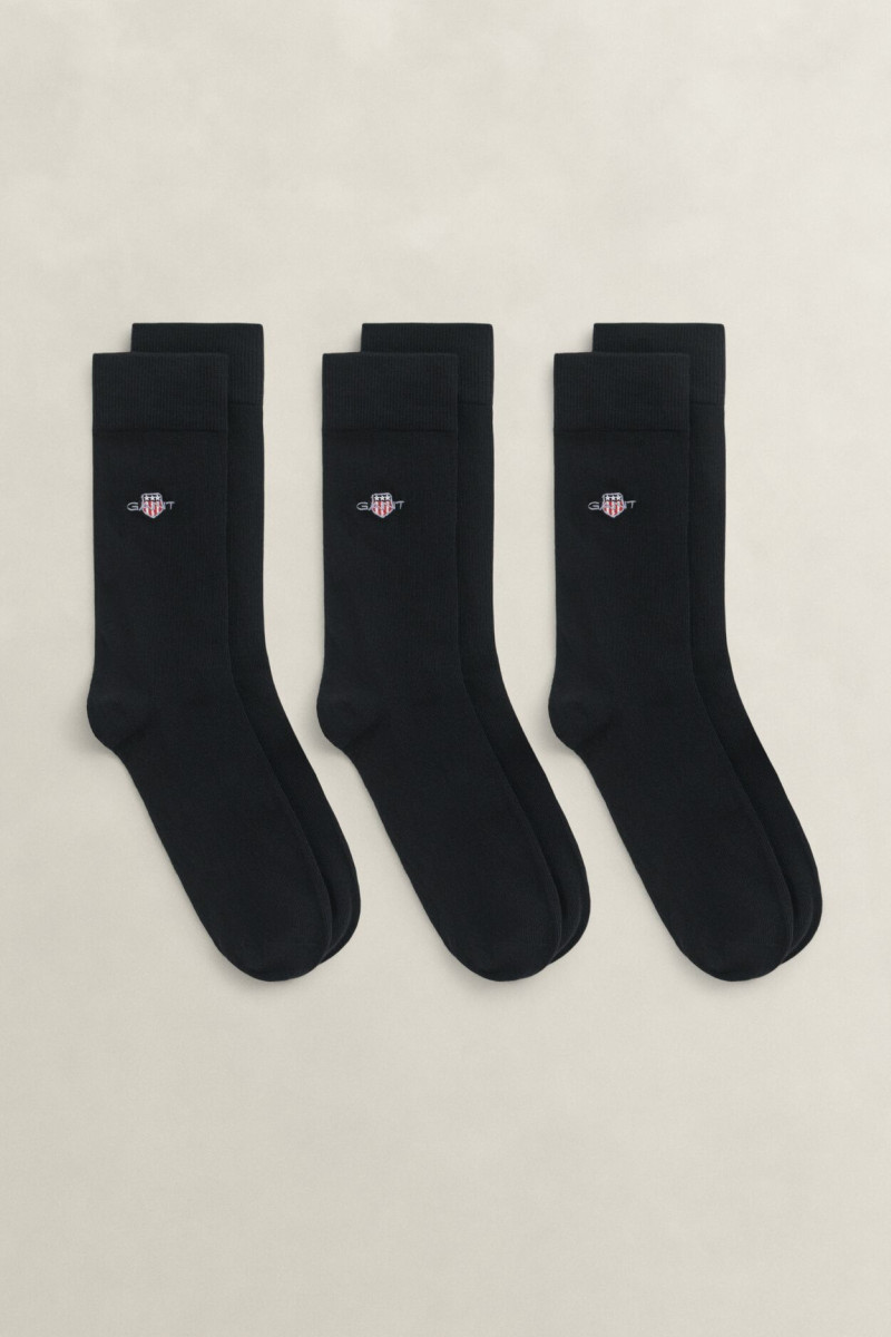 PONOŽKY 3-PACK GANT SHIELD SOCKS 3-PACK EBONY BLACK