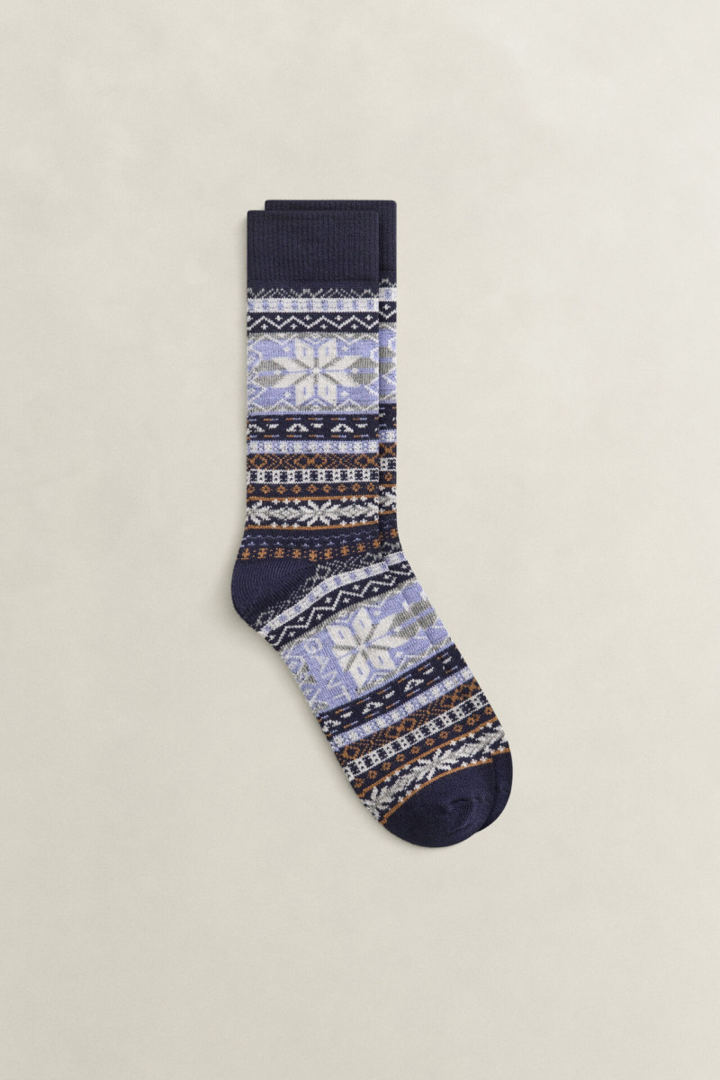 PONOŽKY GANT FAIR ISLE PATTERN SOCK DARK NAVY MELANGE