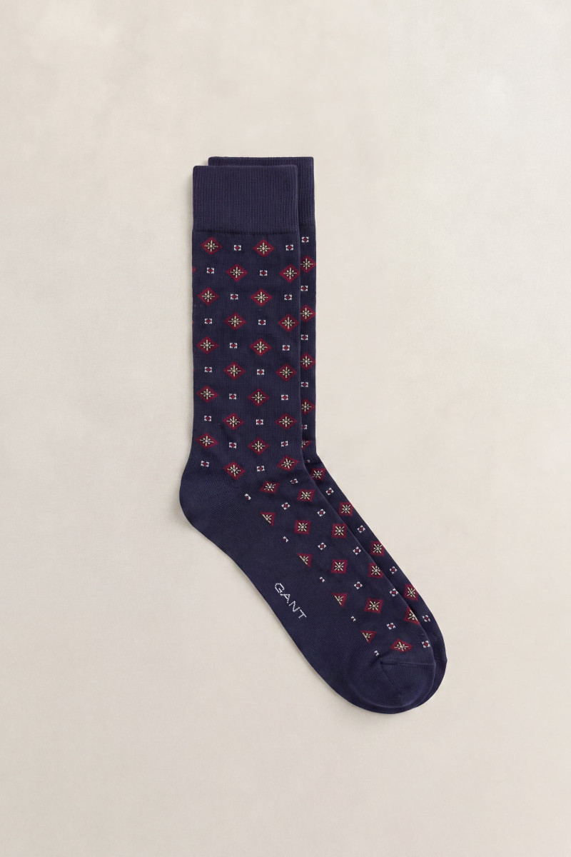 PONOŽKY GANT FOULARD PATTERN SOCK EVENING BLUE