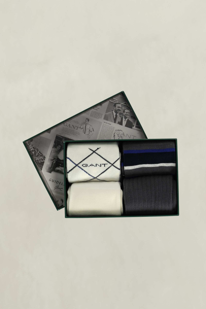 PONOŽKY GANT SOCKS 4-PACK GIFT BOX CREAM
