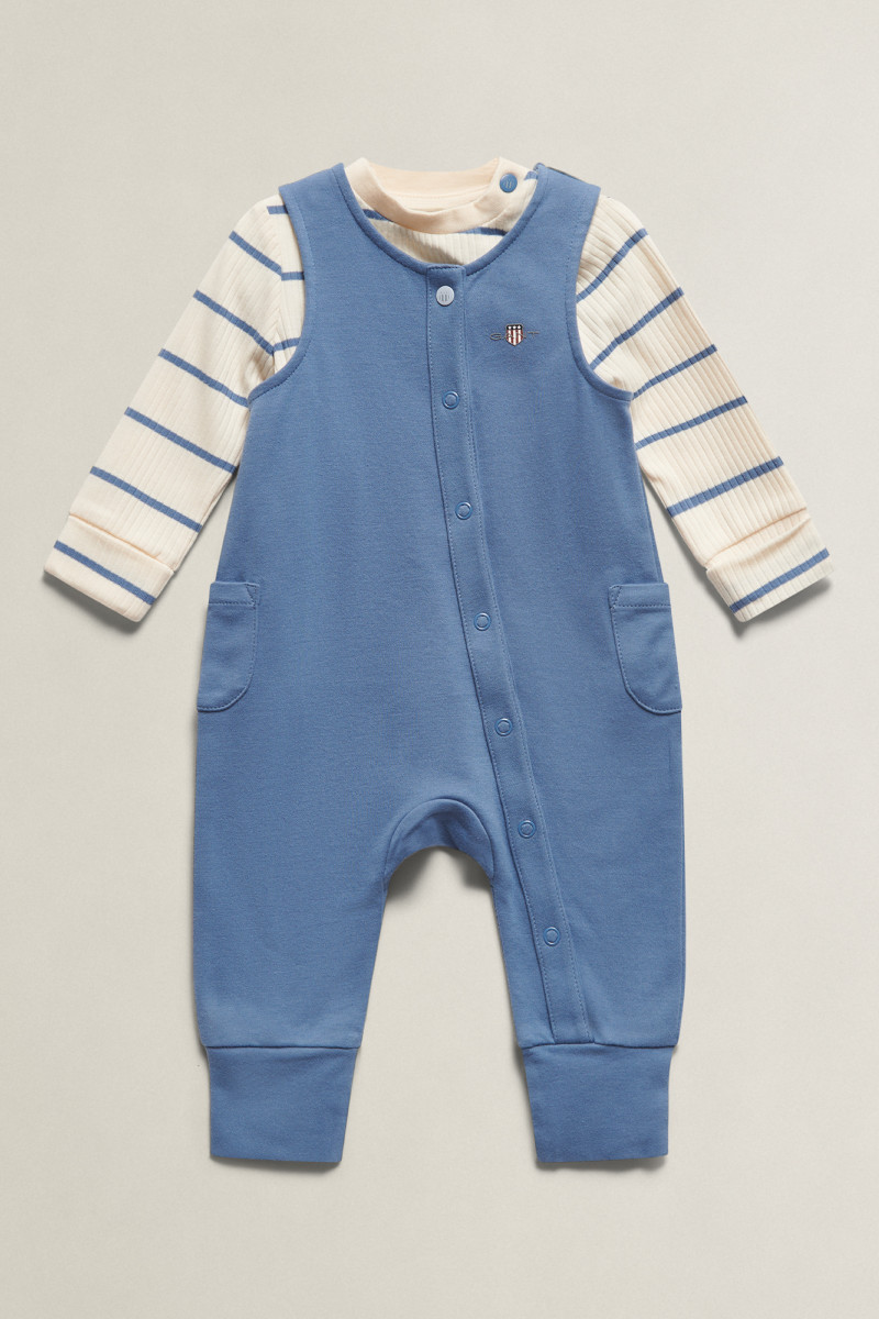DETSKÝ SET GANT STRIPED LS & DUNGAREE SET SALTY SEA