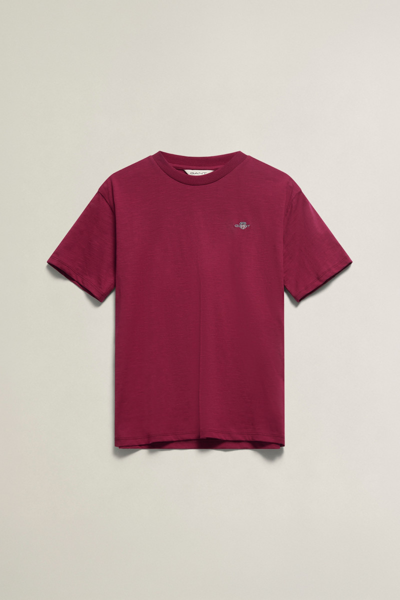 TRIČKO GANT SHIELD SS SLUB T-SHIRT VIBRANT BURGUNDY