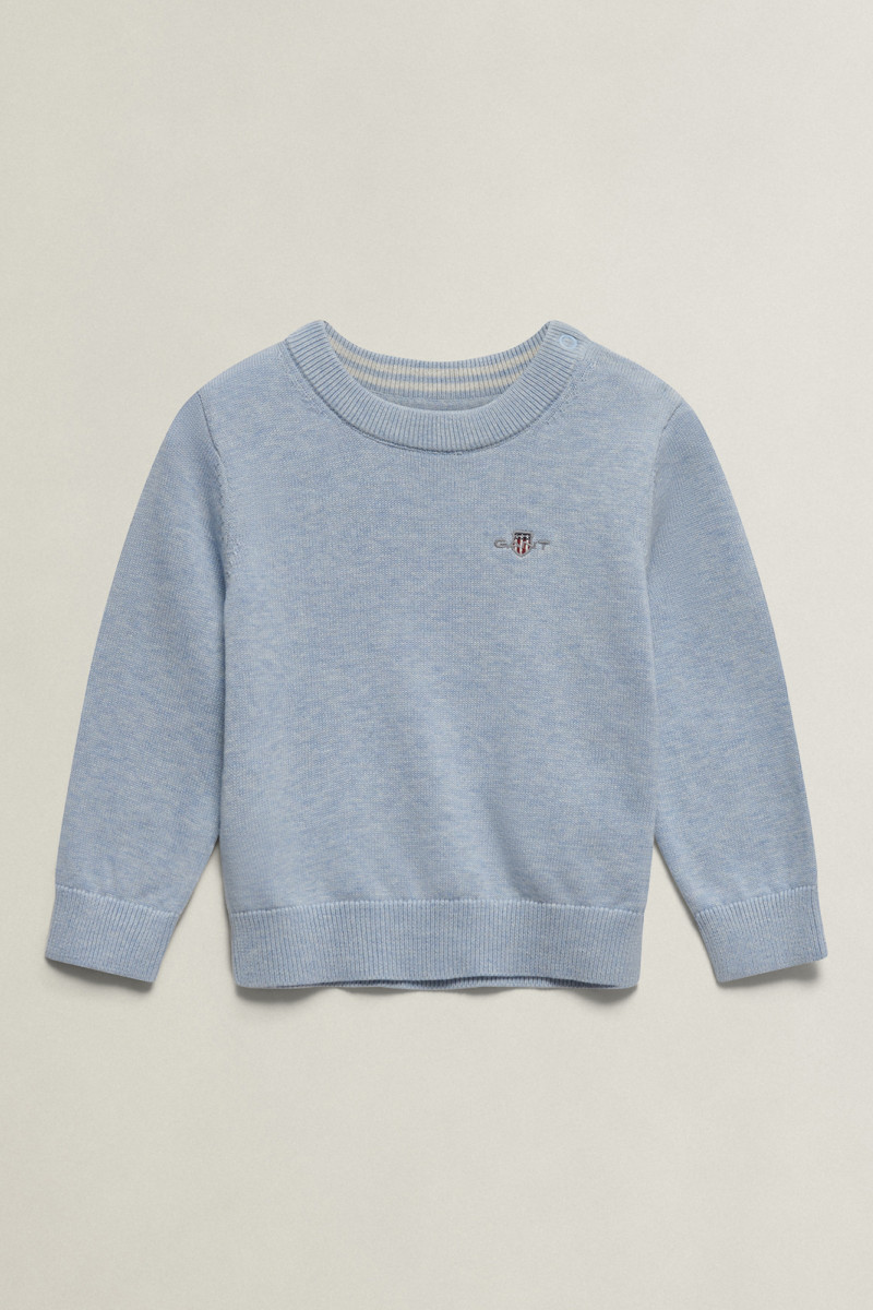 SVETER GANT SHIELD COTTON CREW NECK SWEATER SKY BLUE MARL