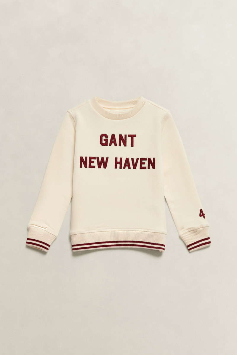 MIKINA GANT COLLEGIATE GRAPHIC CREW NECK SWEATSHIRT CREAMED WHITE