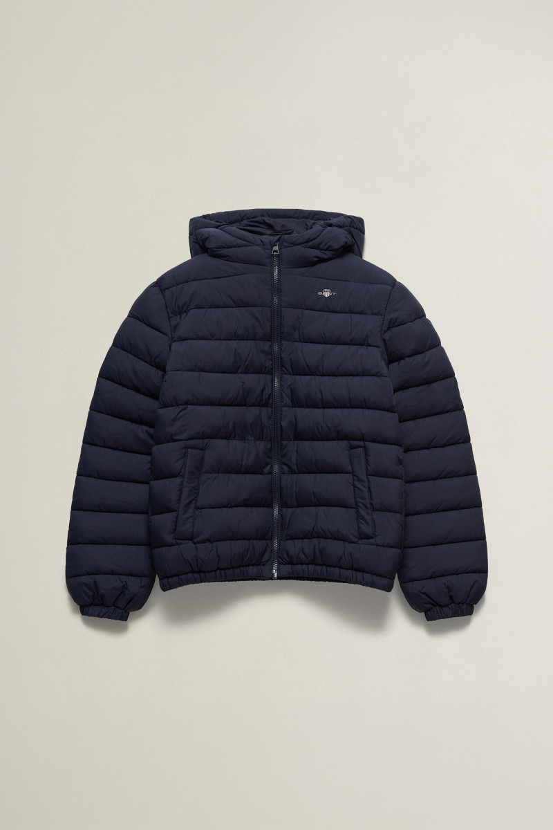 BUNDA GANT HOODED PUFFER JACKET FAUX DOWN FILL EVENING BLUE