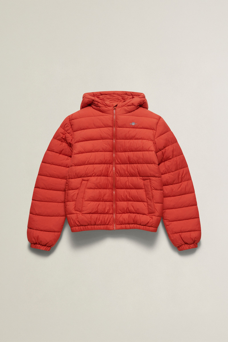 BUNDA GANT HOODED PUFFER JACKET FAUX DOWN FILL MAPLE FIRE