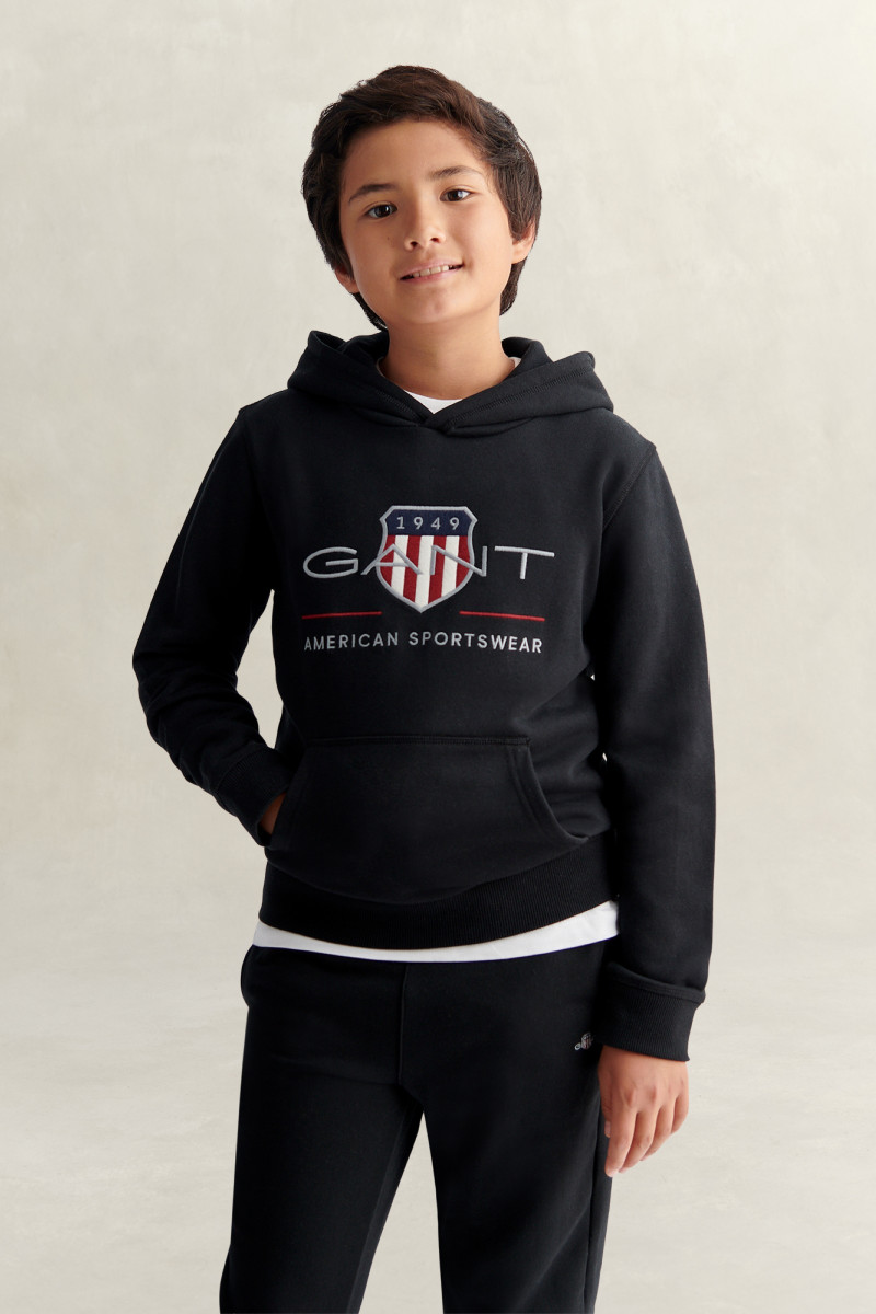 MIKINA GANT ARCHIVE SHIELD HOODIE BLACK