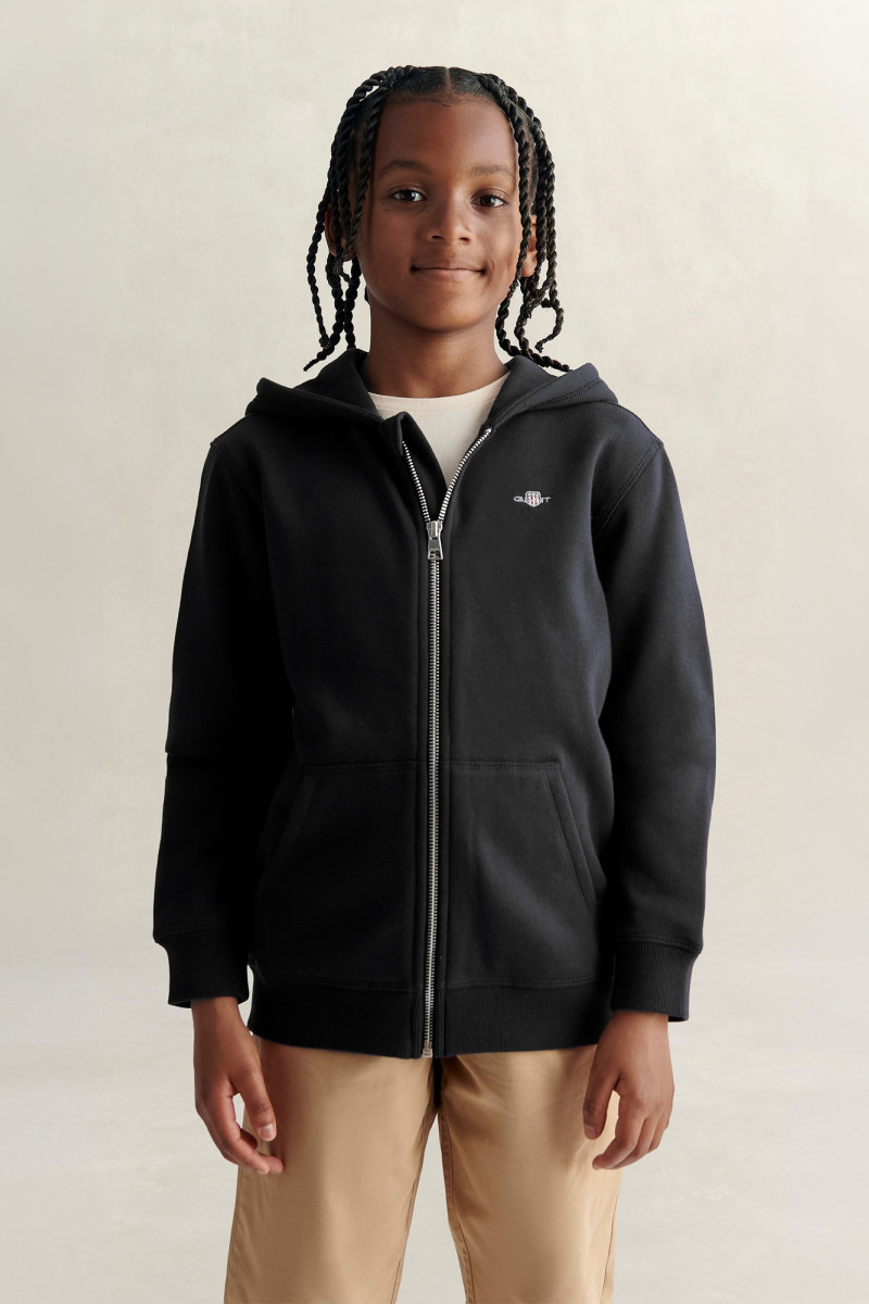 MIKINA GANT SHIELD FULL ZIP HOODIE BLACK