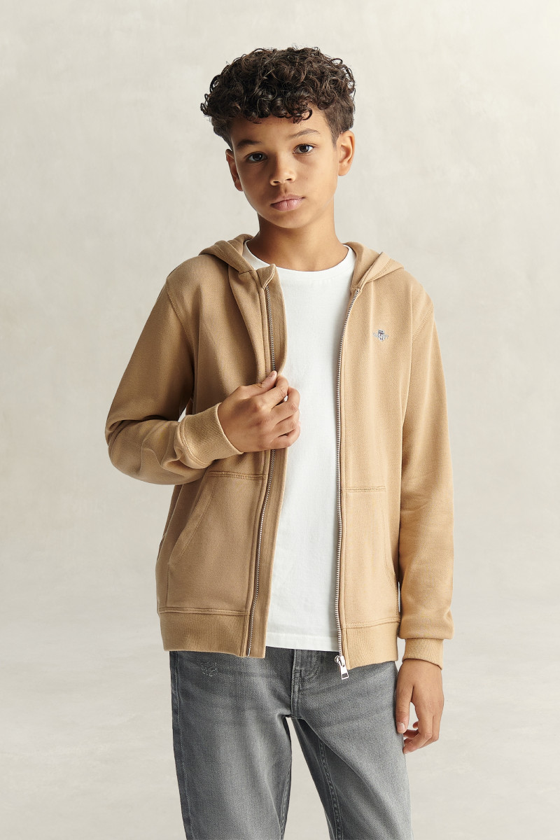 MIKINA GANT SHIELD FULL ZIP HOODIE DARK KHAKI