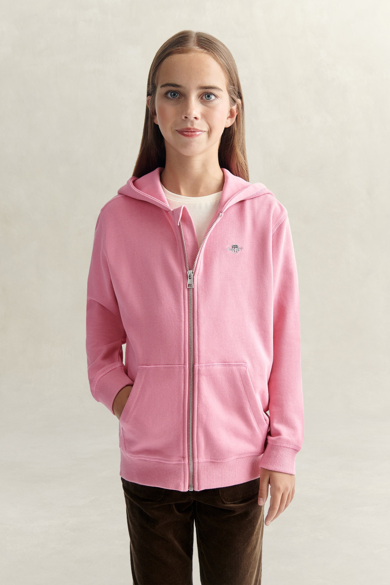 MIKINA GANT SHIELD FULL ZIP HOODIE WILD PINK