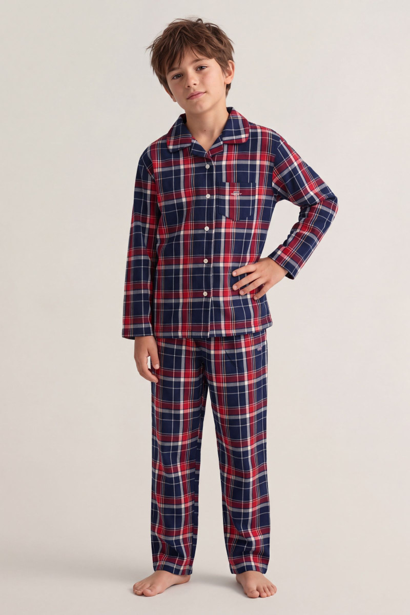 PYŽAMO GANT PLAID FLANNEL PYJAMA SET EVENING BLUE