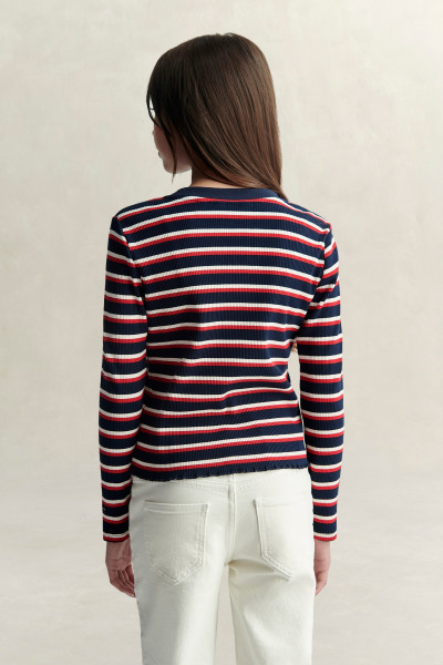 TRIČKO GANT STRIPE RIB LS T-SHIRT - Fotografia č. 3