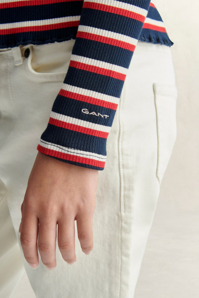 TRIČKO GANT STRIPE RIB LS T-SHIRT - Fotografia č. 6