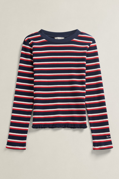 TRIČKO GANT STRIPE RIB LS T-SHIRT - Fotografia č. 4