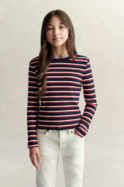 TRIČKO GANT STRIPE RIB LS T-SHIRT - Fotografia č. 1