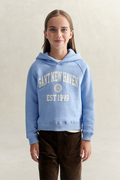 MIKINA GANT COLLEGE GRAPHIC CROP HOODIE - Fotografie č. 1