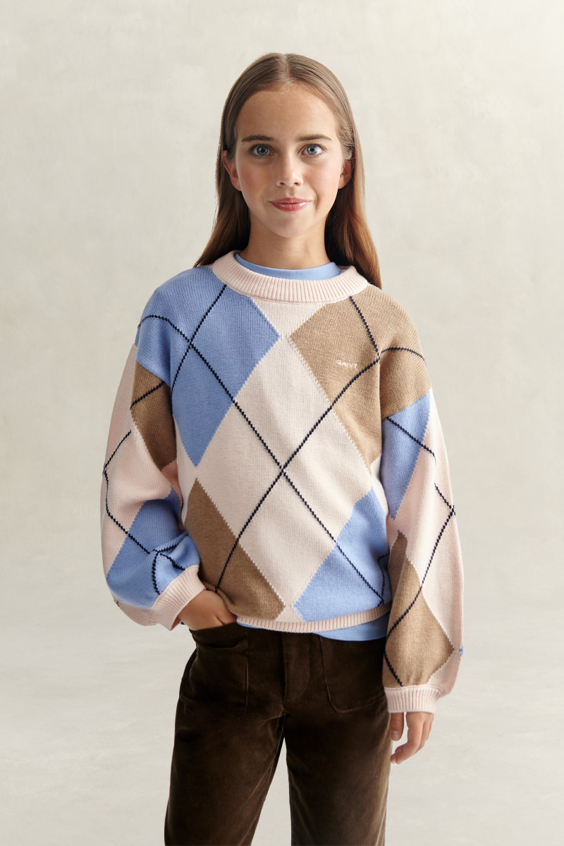 SVETER GANT ARGYLE KNIT JUMPER REFINED PINK