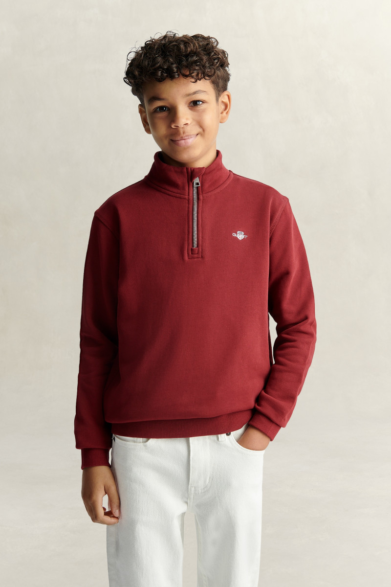 MIKINA GANT SHIELD HALF ZIP SWEATSHIRT PLUMPED RED