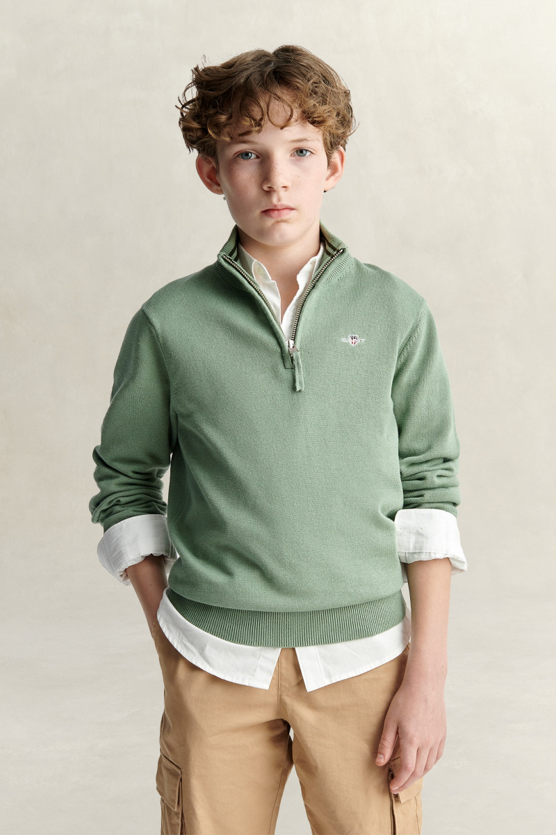 SVETER GANT SHIELD COTTON HALF ZIP SWEATER SURPLUS MINT