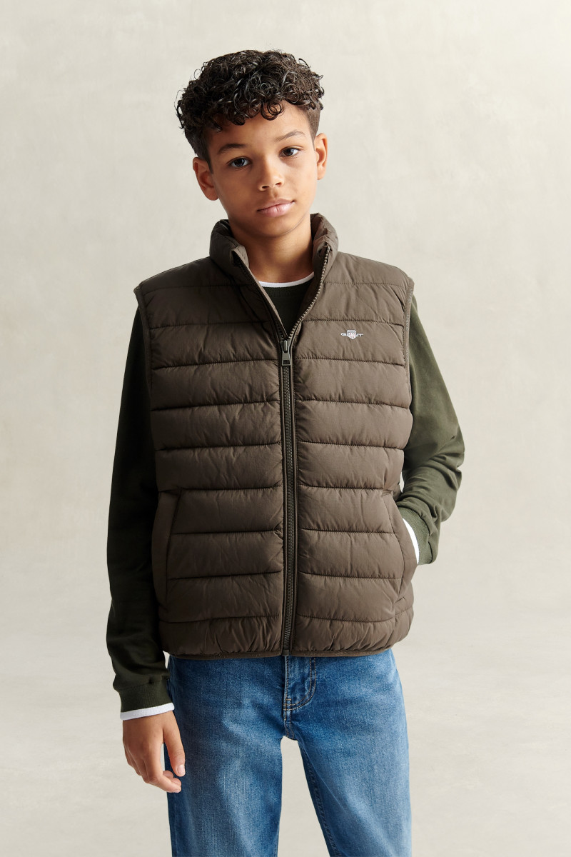VESTA GANT LIGHTWEIGHT QUILTED VEST SHADOW BROWN