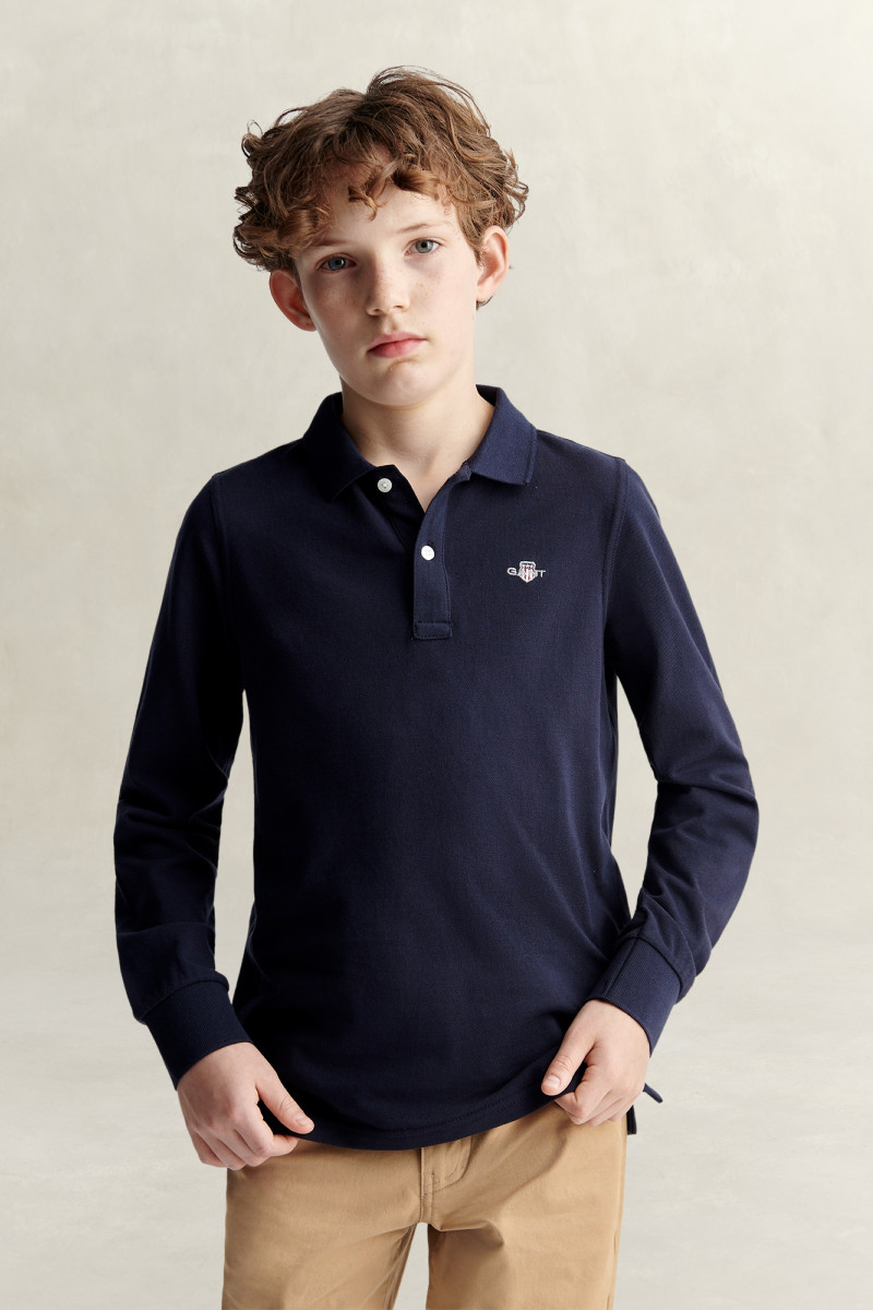 POLOKOŠEĽA GANT SHIELD LS PIQUE POLO SHIRT EVENING BLUE