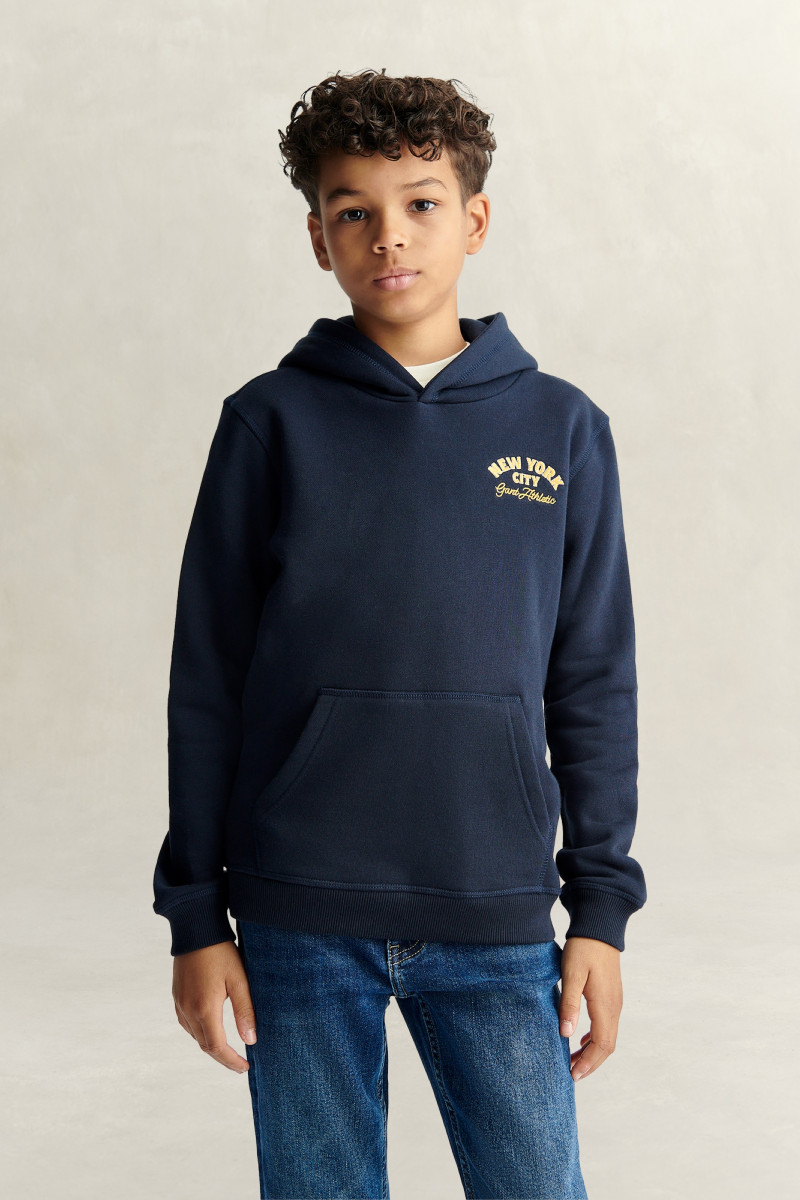 MIKINA GANT NEW YORK GRAPHIC OTH HOODIE EVENING BLUE