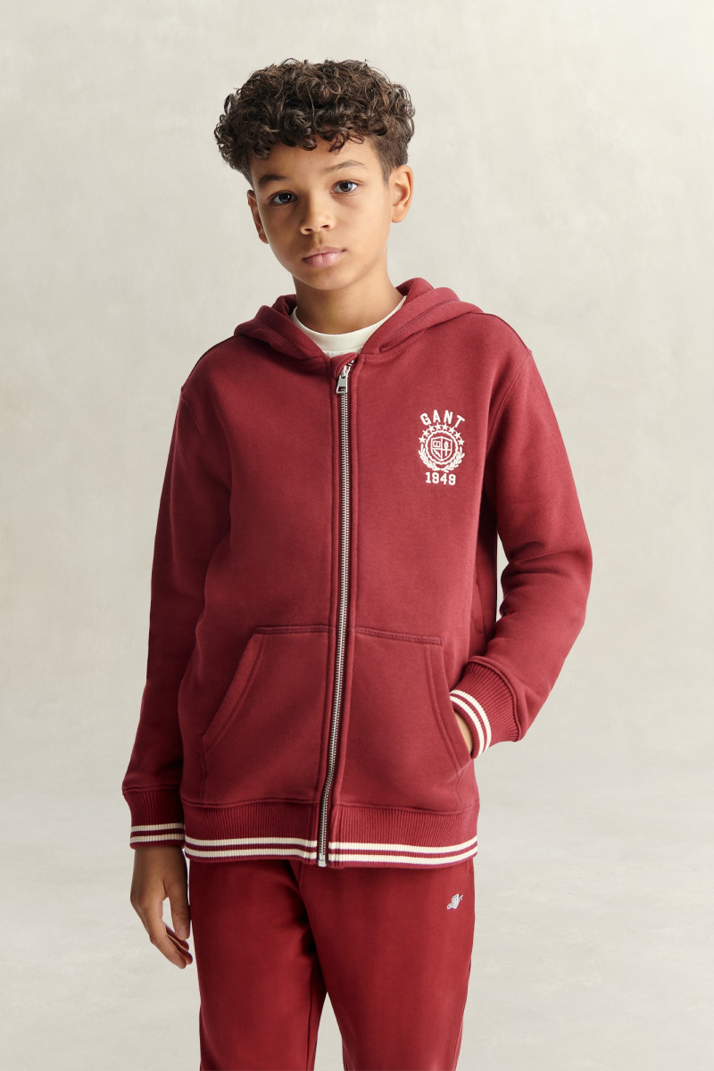 MIKINA GANT COLLEGIATE GRAPHIC FULL ZIP HOODIE PLUMPED RED
