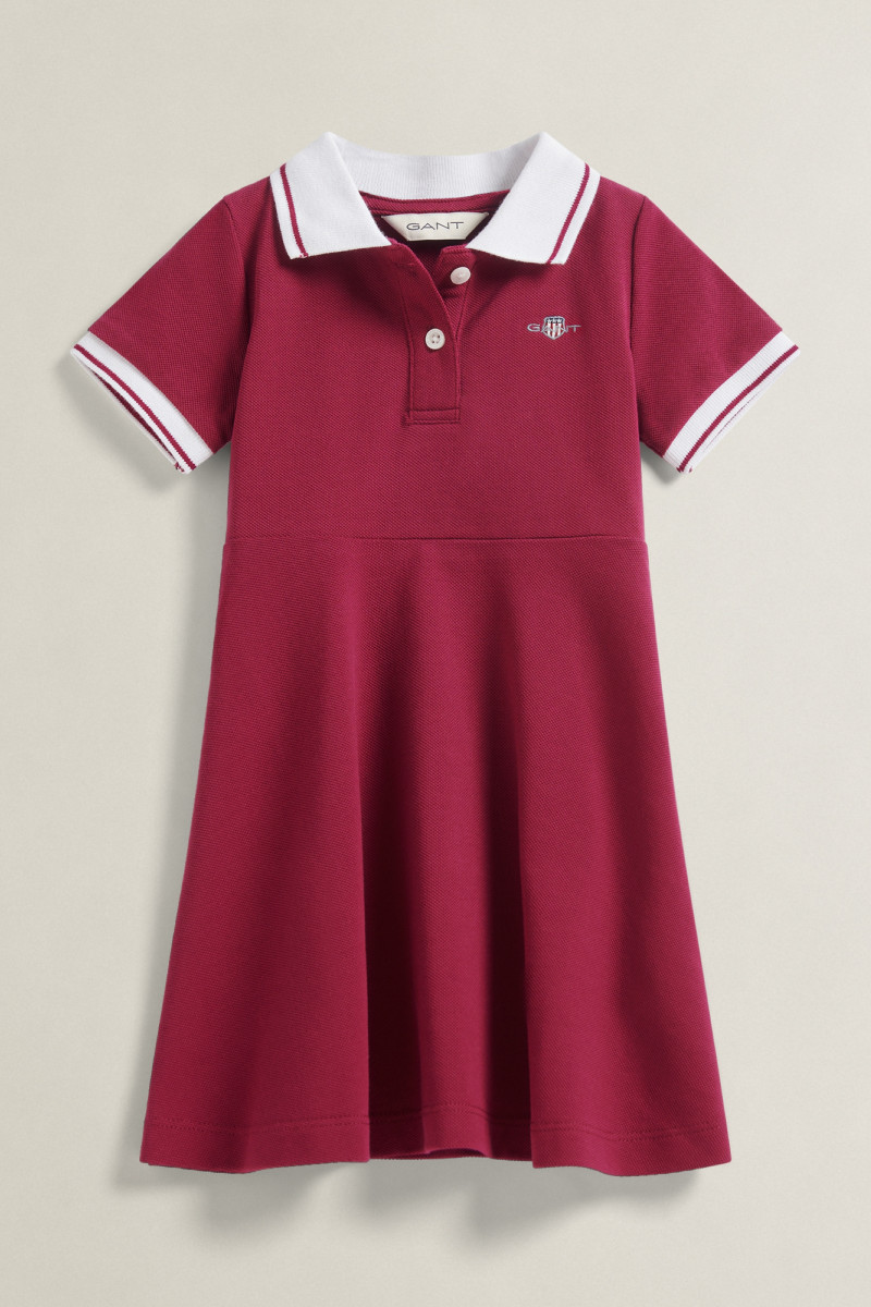 ŠATY GANT SHIELD SS POLO DRESS VIBRANT BURGUNDY