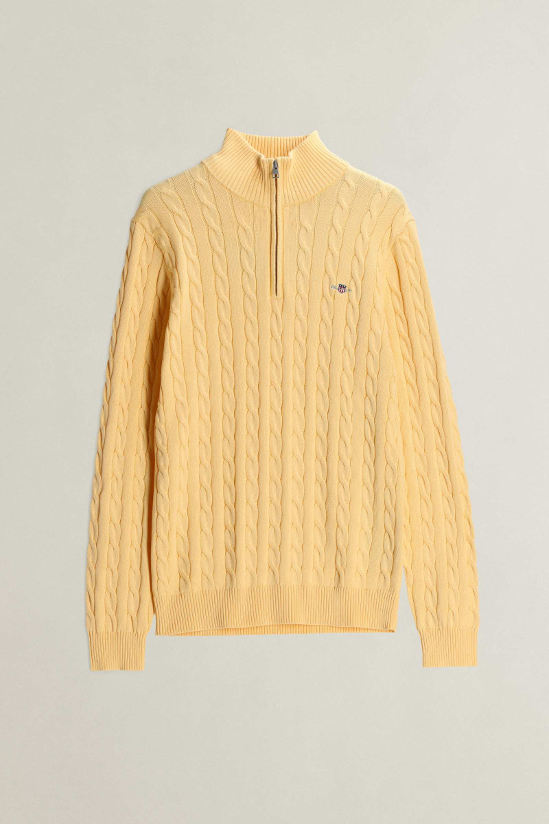 SVETER GANT COTTON CABLE HALF ZIP MILD YELLOW