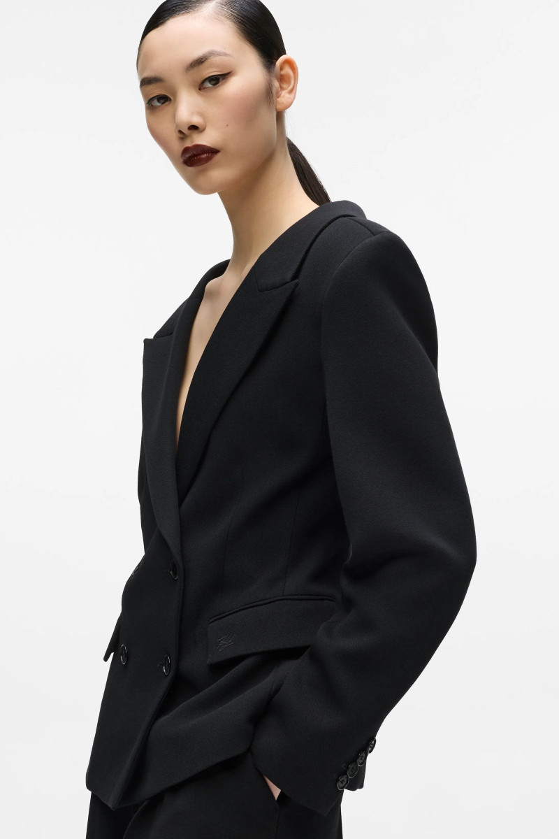 Sako Karl Lagerfeld Studio Wide Shoulder Blazer Black