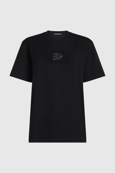 PÓLÓ KARL LAGERFELD RHINESTONE AUTOGRAPH T-SHIRT - Kép 5
