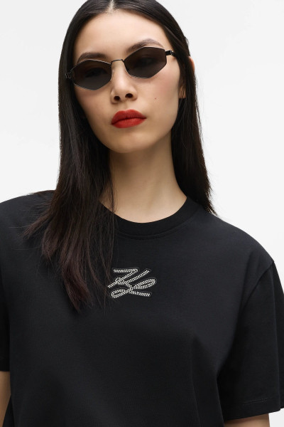 PÓLÓ KARL LAGERFELD RHINESTONE AUTOGRAPH T-SHIRT - Kép 4