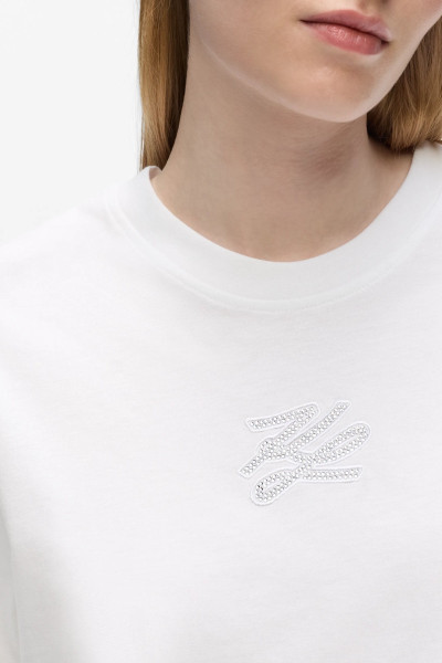 PÓLÓ KARL LAGERFELD RHINESTONE AUTOGRAPH T-SHIRT - Kép 4