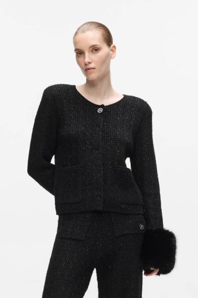 PULÓVER KARL LAGERFELD BOUCLE KNIT CARDIGAN - Kép 1