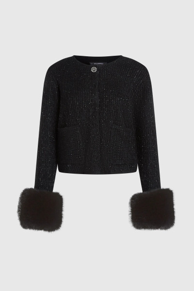 PULÓVER KARL LAGERFELD BOUCLE KNIT CARDIGAN - Kép 5