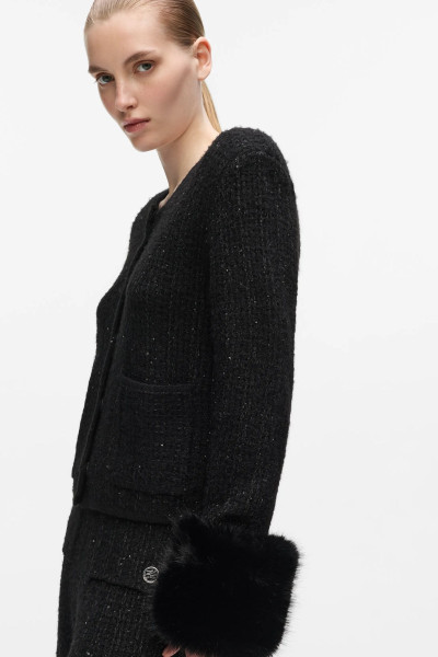 PULÓVER KARL LAGERFELD BOUCLE KNIT CARDIGAN - Kép 3