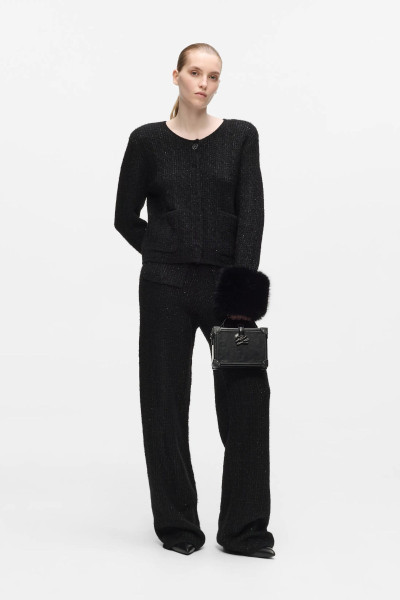PULÓVER KARL LAGERFELD BOUCLE KNIT CARDIGAN - Kép 4